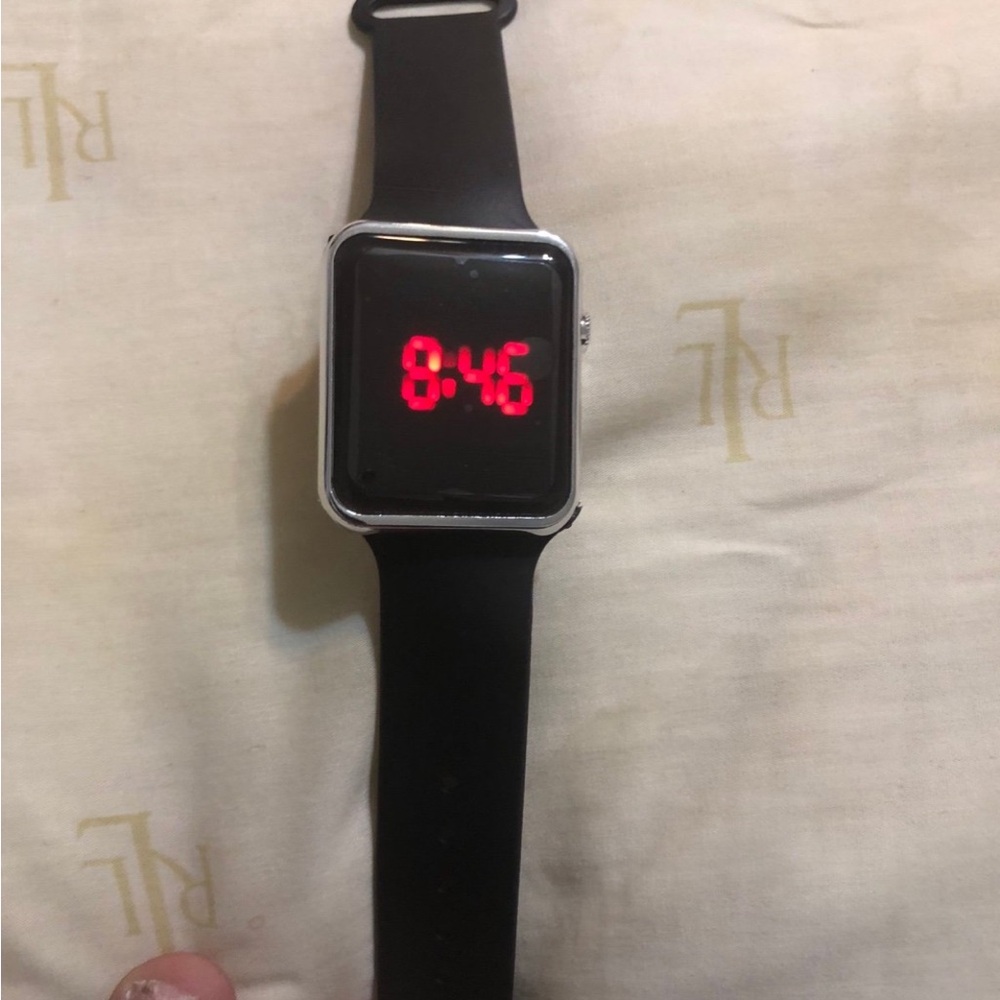 Black Digital LED Sport Smartwatch - Red Display